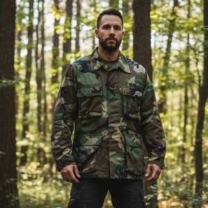 USMC US Army‎ Marines Woodland Camo Jacket Mens Size Medium Military Vintage 90s